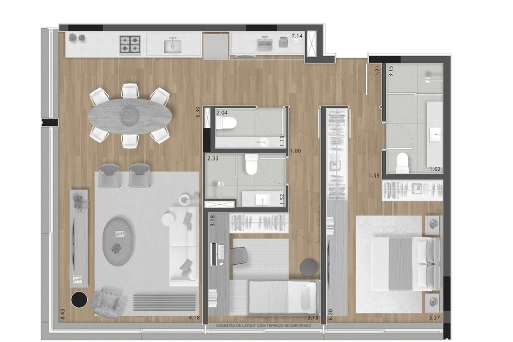 Planta 11 - 2 dorm 101m