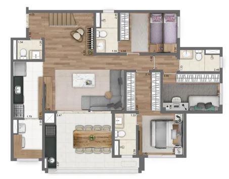 Planta 06 - 4 dorm 201m - duplex inferior