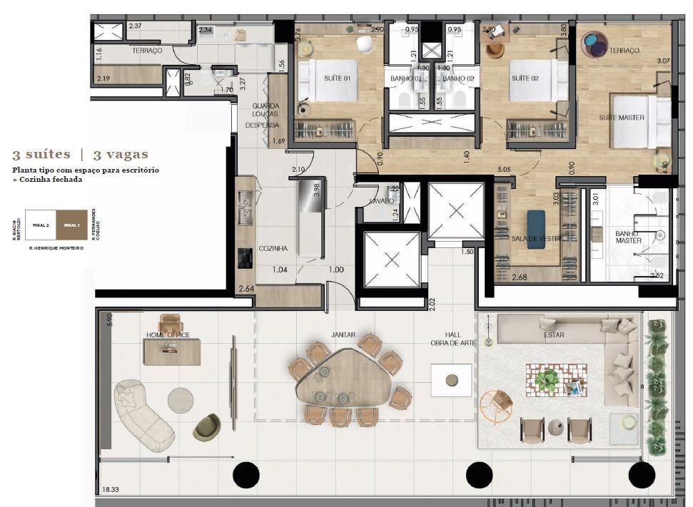 Planta 02 - 3 dorm 232m