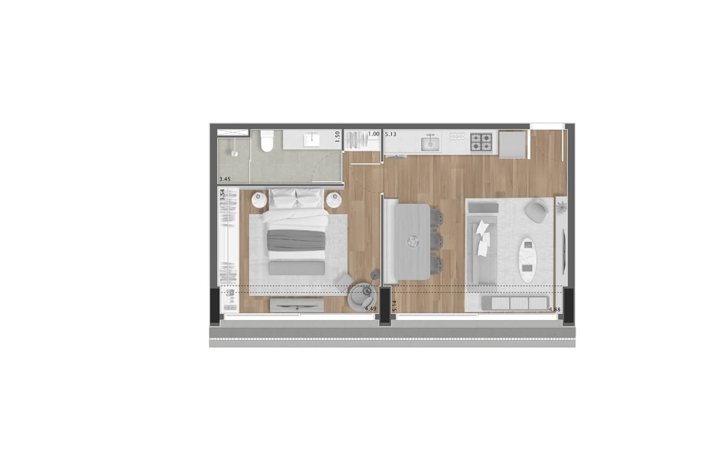 Planta 03 - 1 dorm 59m