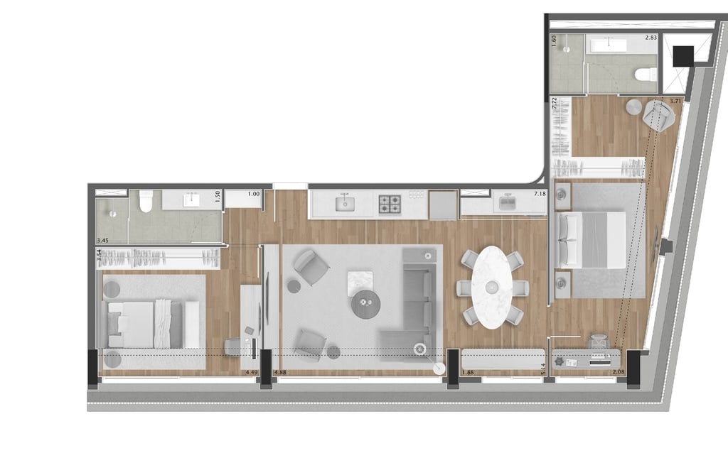 Planta 06 - 2 dorm 115m