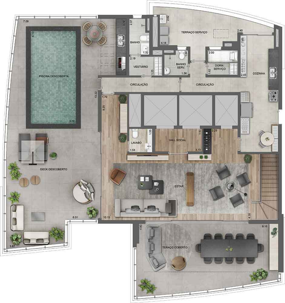 Planta 04 - 4 dorm 557m - cobertura duplex - superior