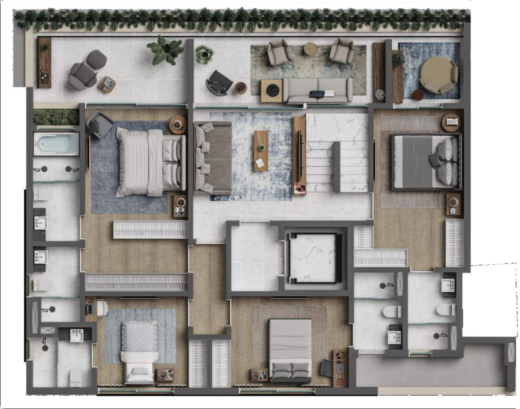 Planta 02 - 4 dorm 335 87m - cobertura duplex - inferior