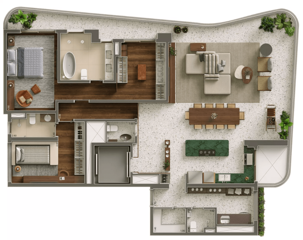 Planta 04 - 2 dorm 183m - opo 3