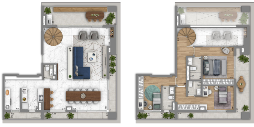 Planta 07 - 3 dorm 205 90m - duplex