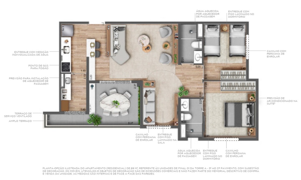 Planta 06 - 2 dorm 69m - opo