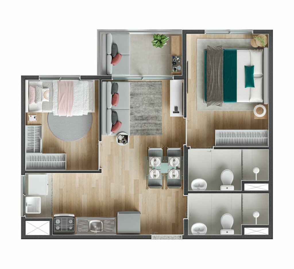 Planta 03 - 2 dorm 41,99m