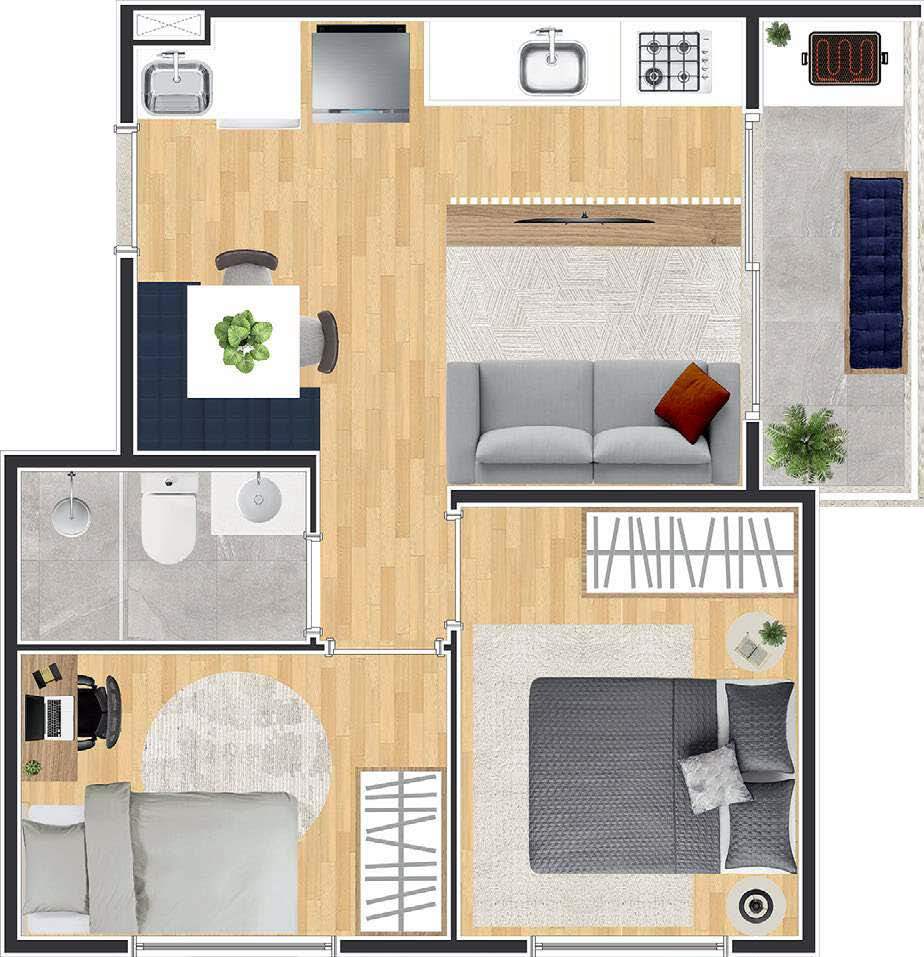 Planta 04 - 2 dorm 39,20m