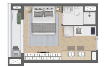 Planta 01 - 1 dorm 21 63m - studio