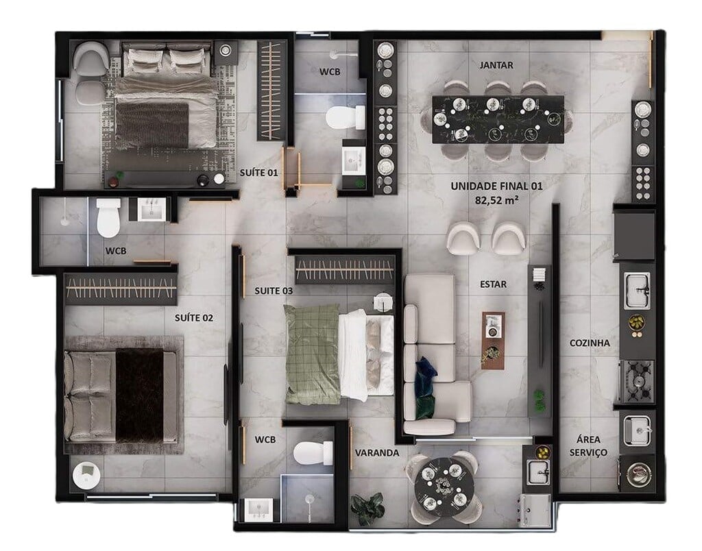 Planta 09 - 3 dorm 82,52m