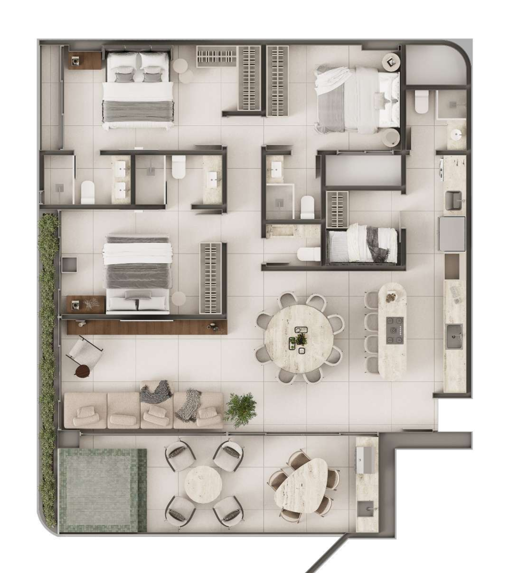 Planta 03 - 3 dorm 137m - penthouse