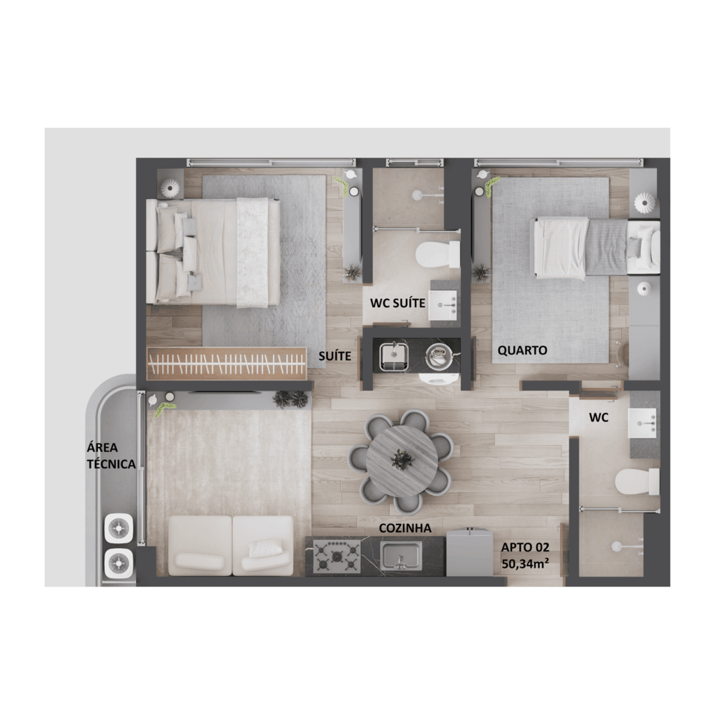 Planta 05 - 2 dorm 50,34m