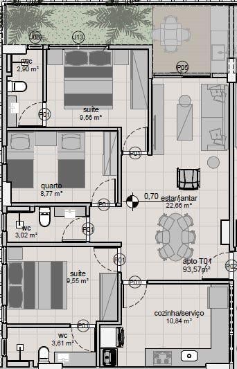 Planta 06 - 3 dorm 93m - garden