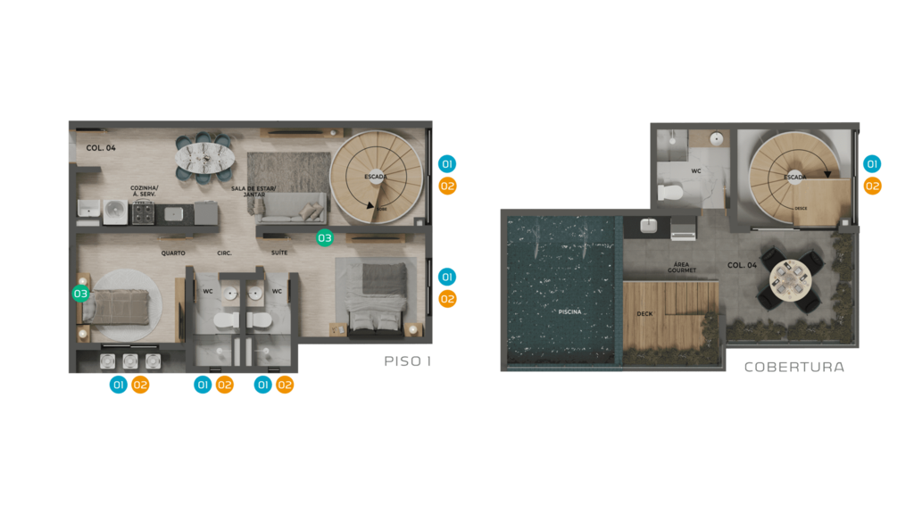 Planta 07 - 2 dorm 105,00m - duplex