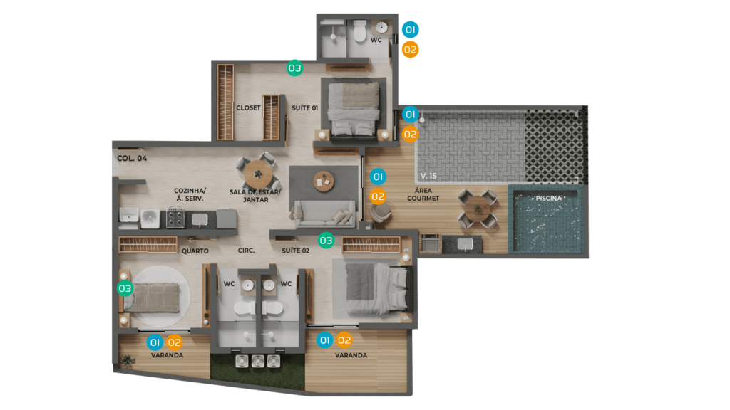 Planta 08 - 3 dorm 114,52m