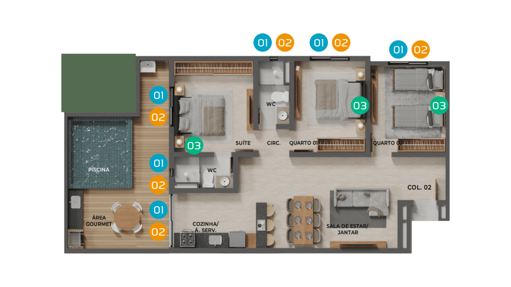 Planta 06 - 3 dorm 96,40m