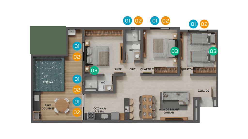 Planta 06 - 3 dorm 96,40m