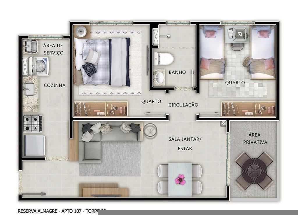 Planta 05 - 2 dorm 53,06m