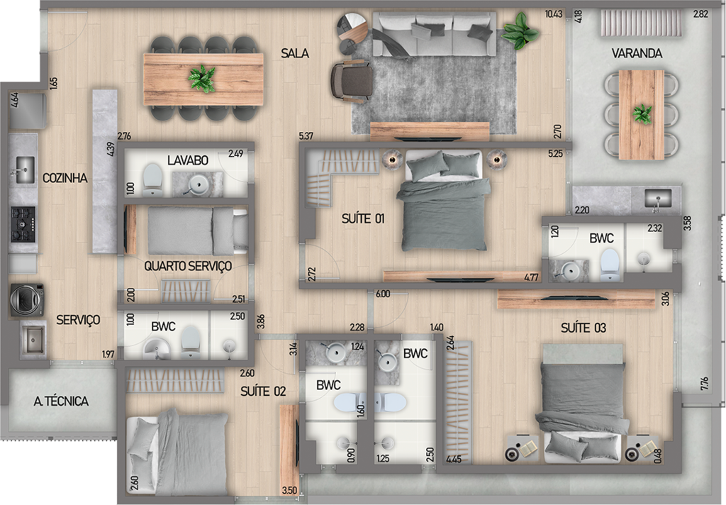 Planta 08 - 4 dorm 135m