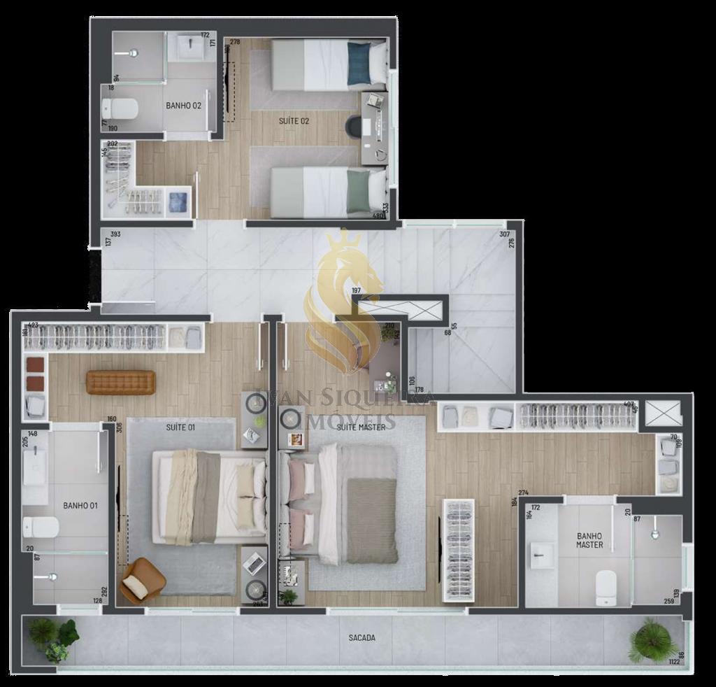 Planta 06 - 3 dorm 237m - cobertura duplex - superior