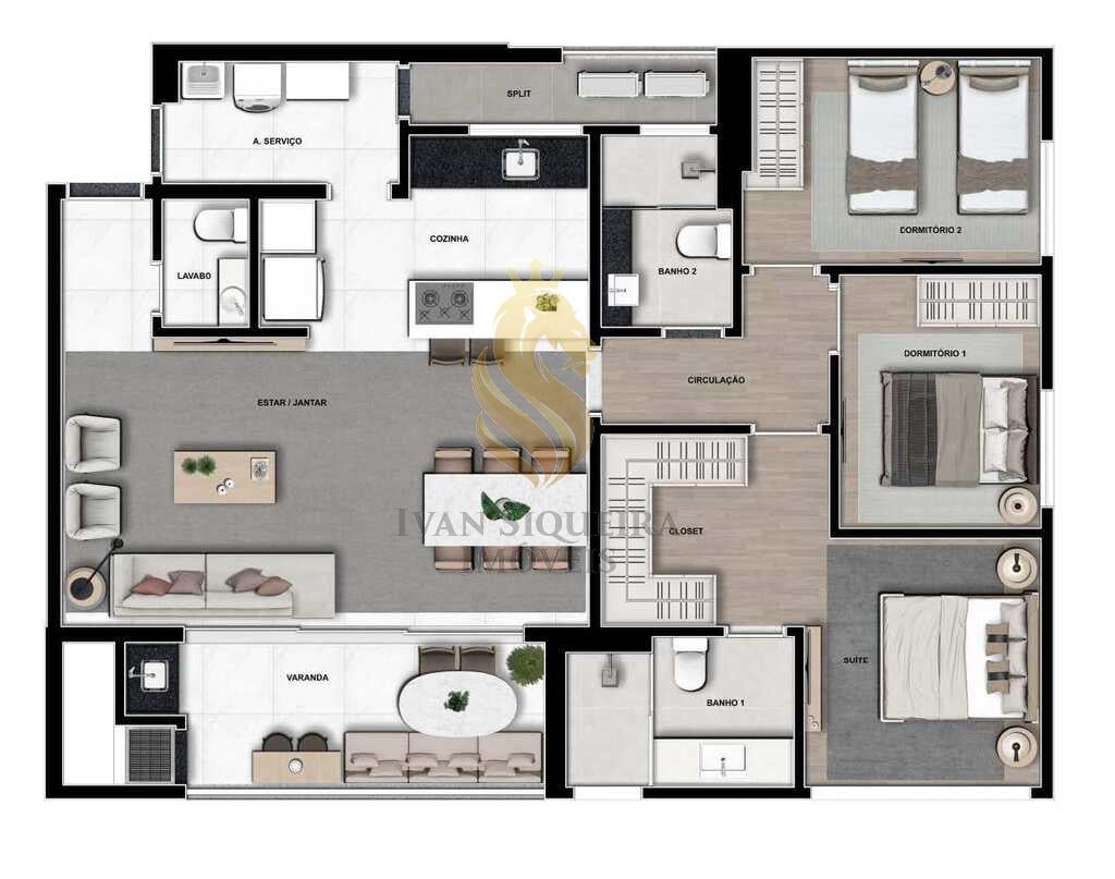 Planta 01 - 3 dorm 120m