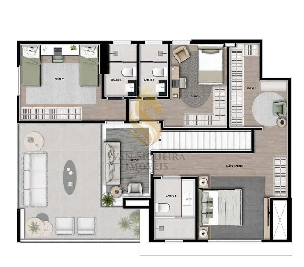 Planta 04 - 3 dorm 218m - cobertura duplex - superior