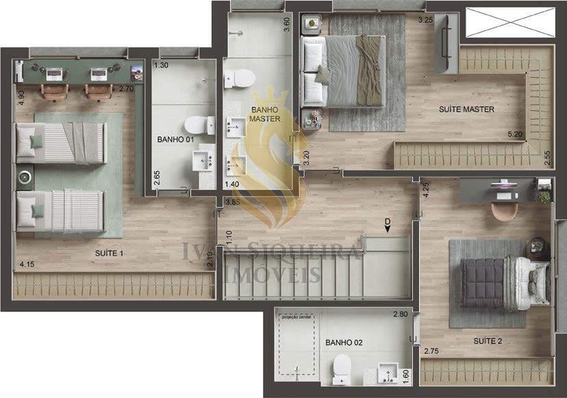 Planta 14 - 3 dorm 163m - cobertura duplex - superior