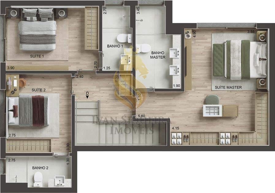 Planta 12 - 3 dorm 158m - cobertura duplex - superior