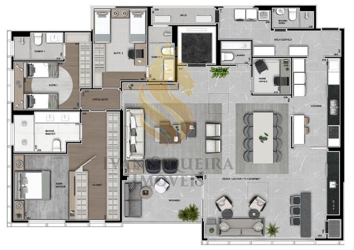 Planta 01 - 3 dorm 227m