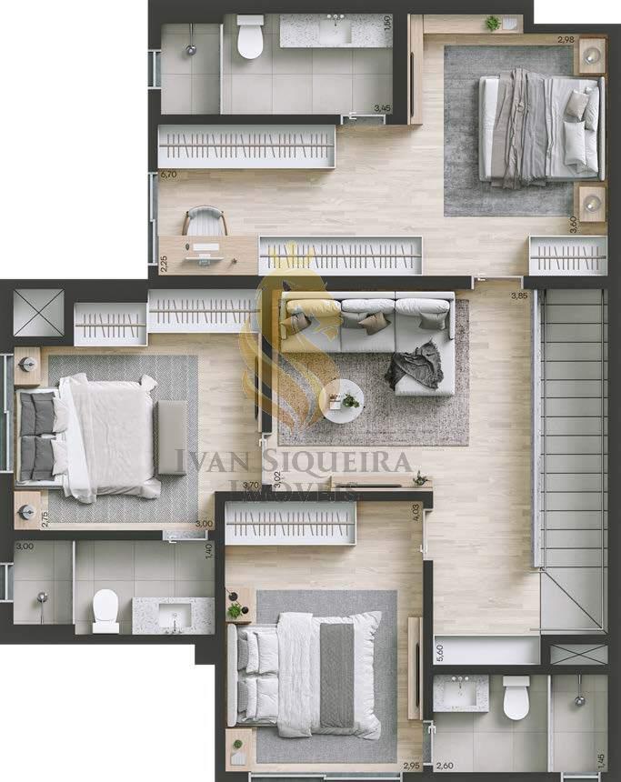 Planta 18 - 3 dorm 182m - cobertura duplex - superior