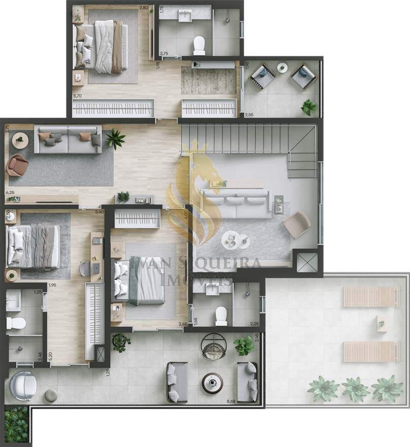 Planta 16 - 3 dorm 178m - cobertura duplex - superior