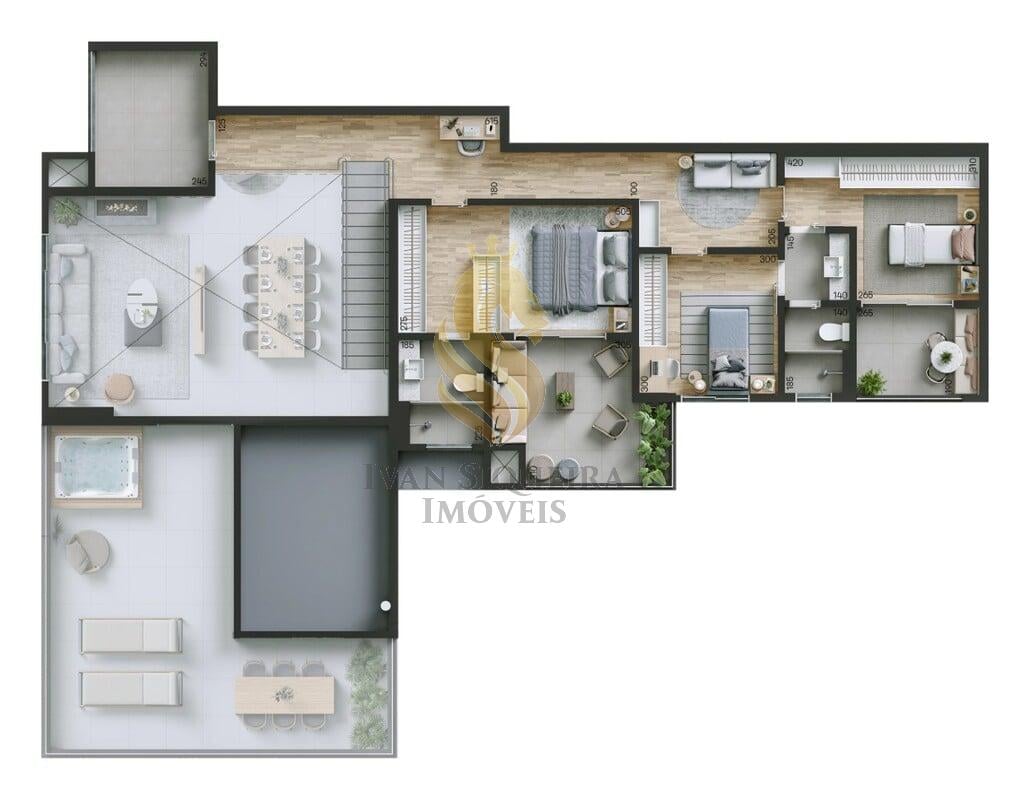 Planta 14 - 3 dorm 217m - cobertura duplex - superior