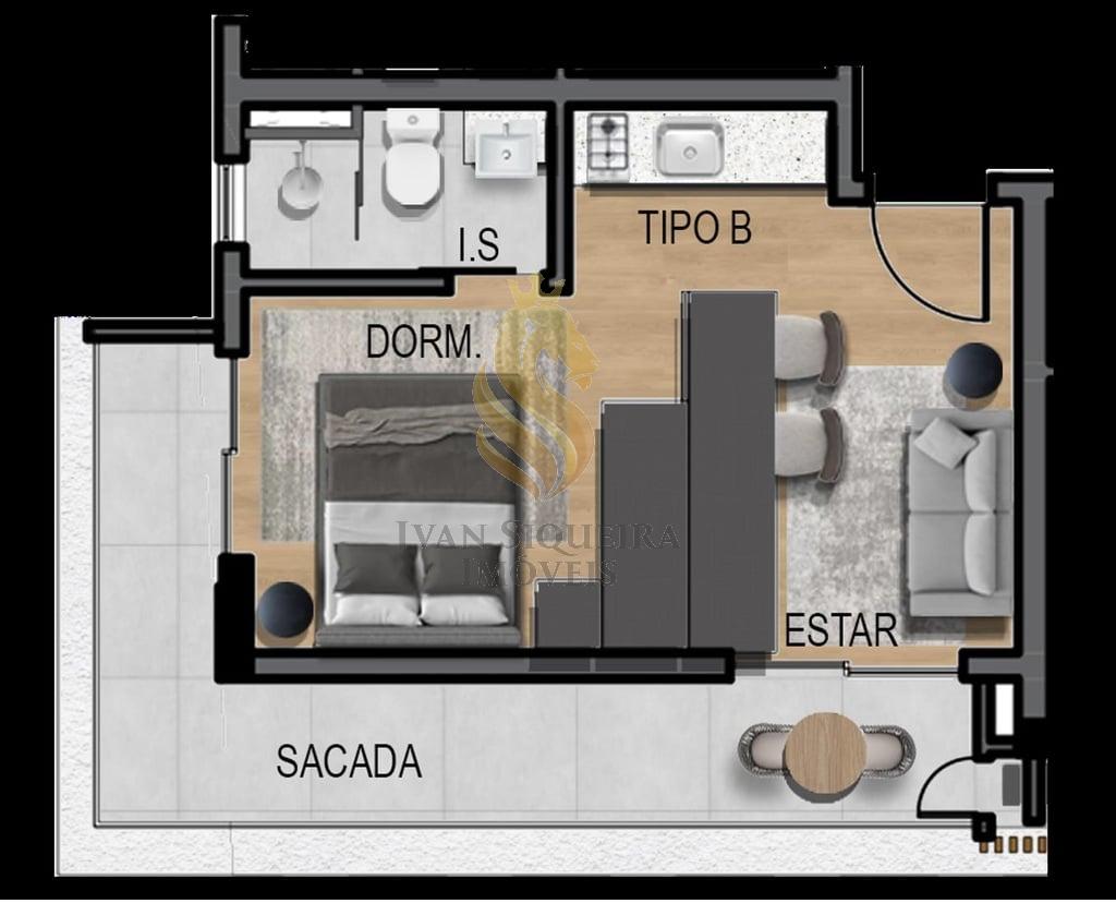 Planta 03 - 1 dorm 30m - studio