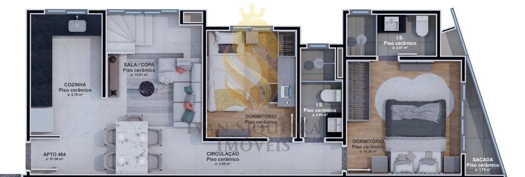 Planta 08 - 2 dorm 116,88m - cobertura duplex - inferior