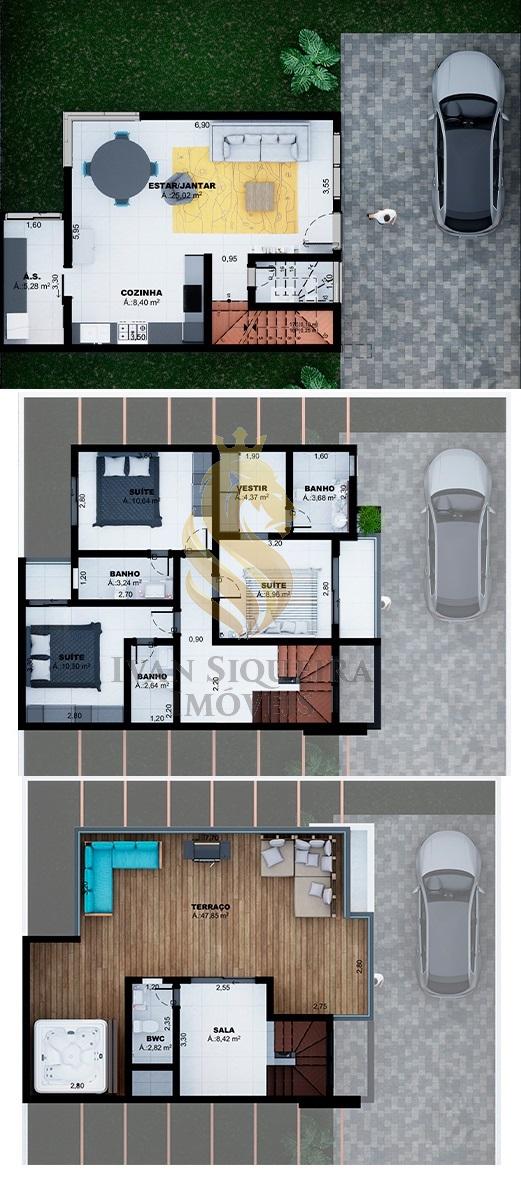 Planta 02 - 3 dorm 259,39m