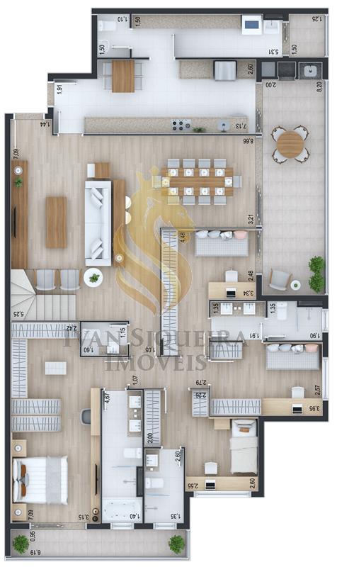 Planta 22 - 3 dorm 386 78m - cobertura duplex - inferior