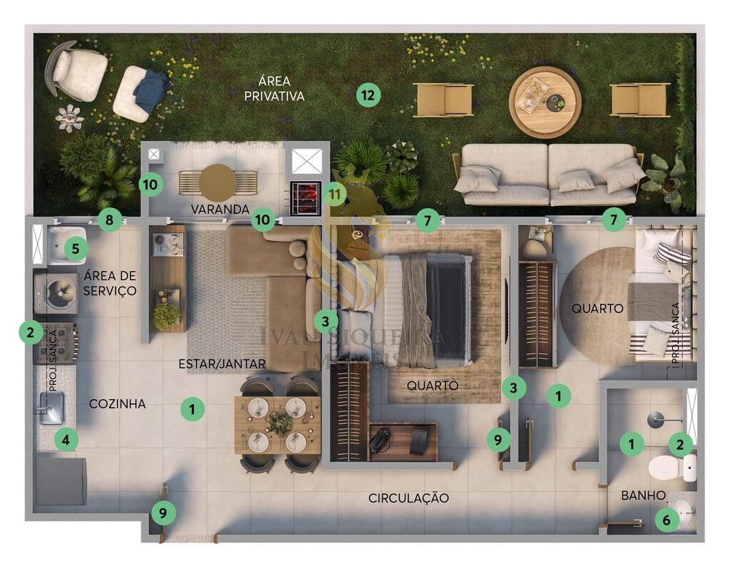 Planta 03 - 2 dorm 66,32m - garden