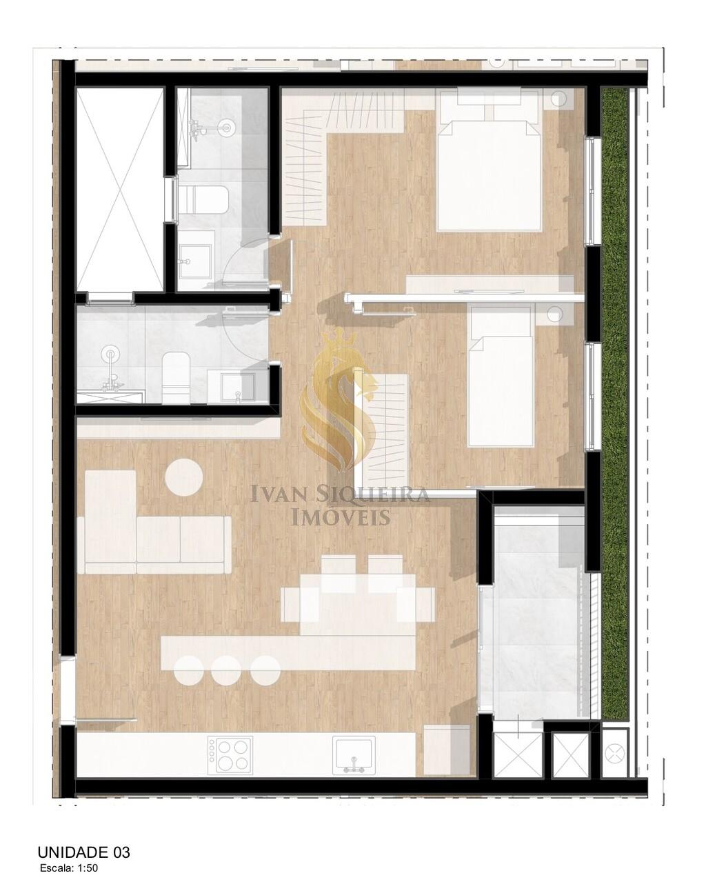 Planta 03 - 2 dorm 58,73m