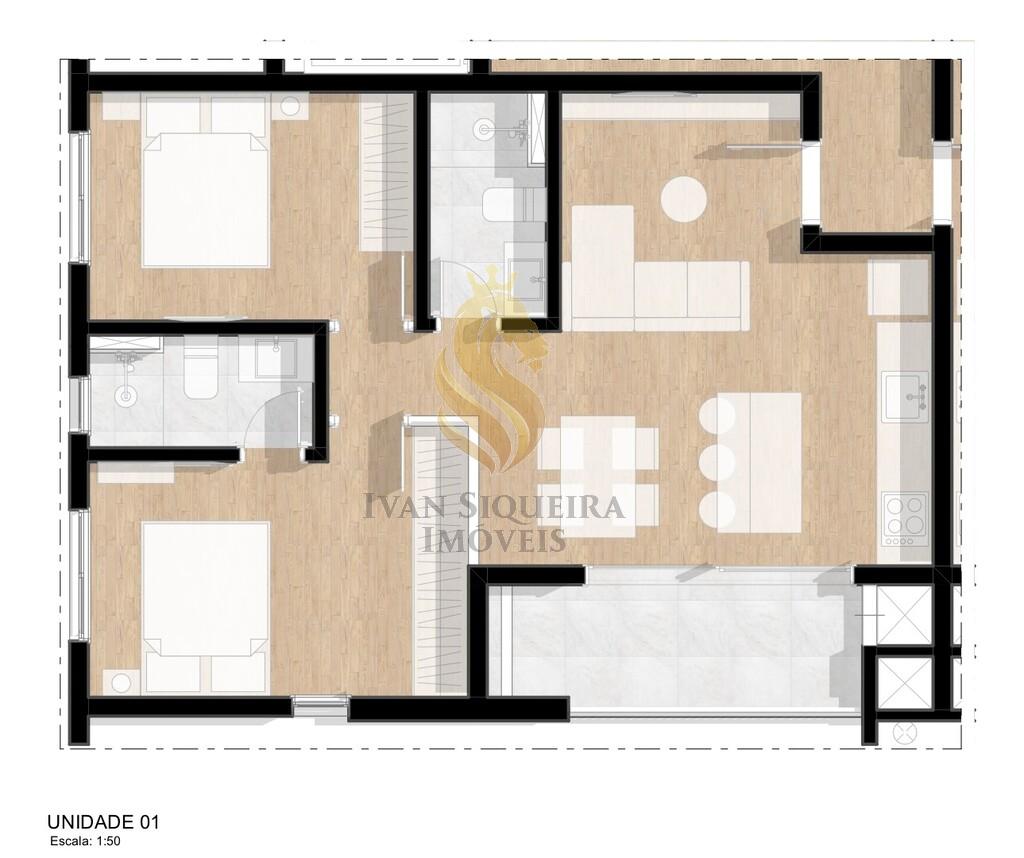 Planta 04 - 2 dorm 59,62m