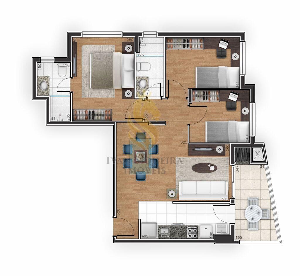 Planta 05 - 3 dorm 77 23m