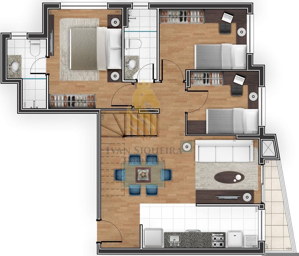 Planta 08 - 3 dorm 120 73m - cobertura duplex superior