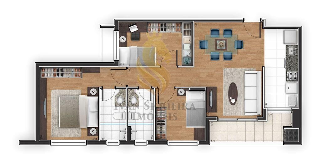 Planta 03 - 3 dorm 77 08m