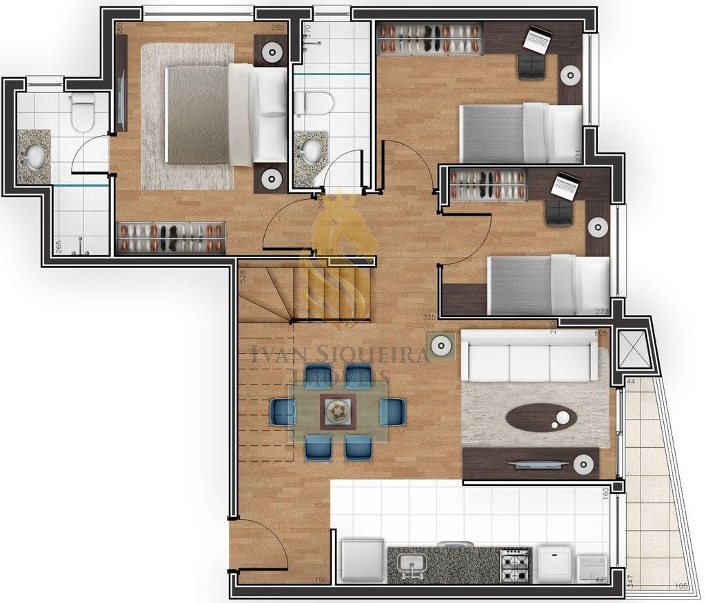 Planta 08 - 3 dorm 120 73m - cobertura duplex superior