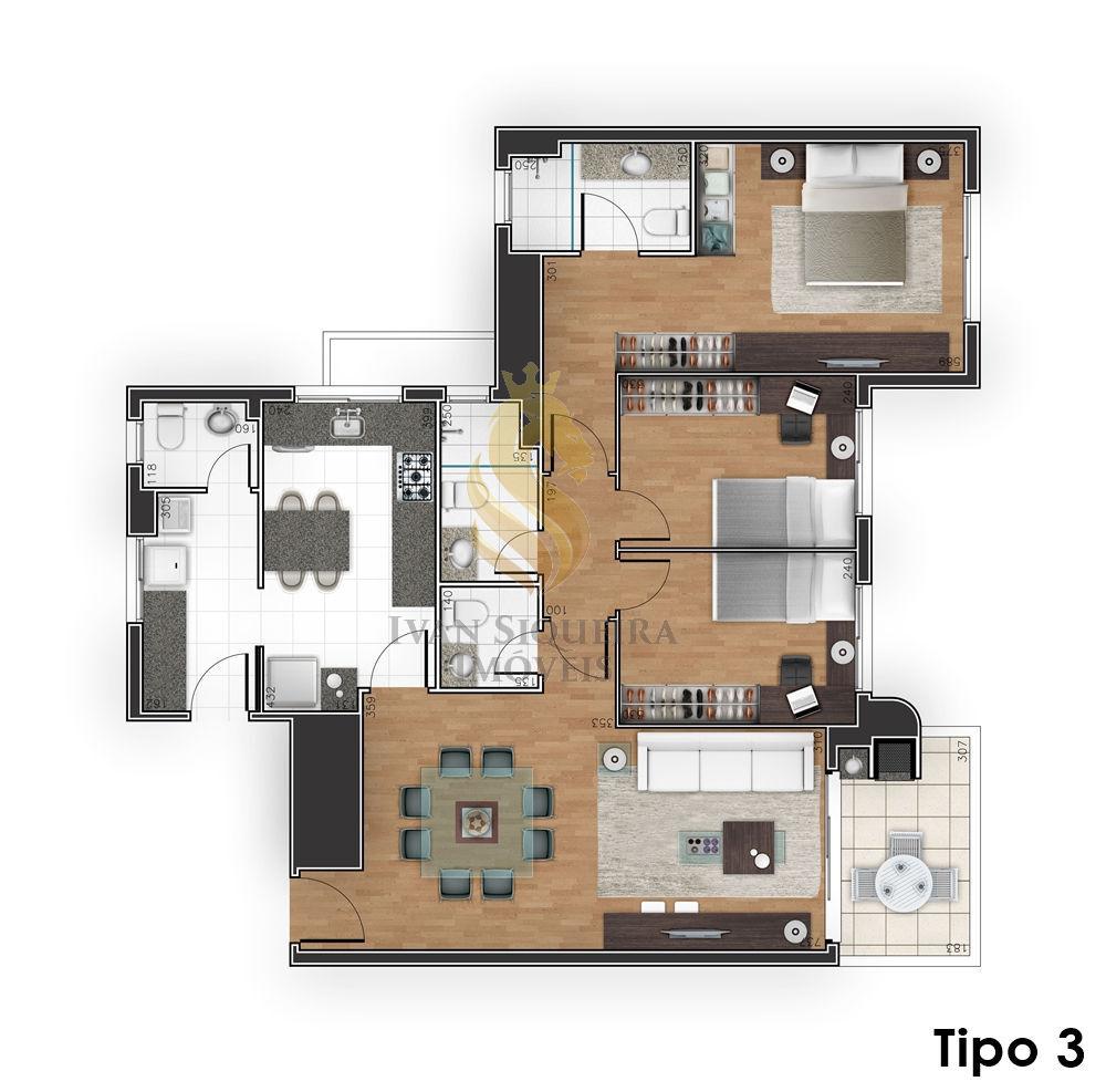 Planta 01 - 3 dorm 105 34m