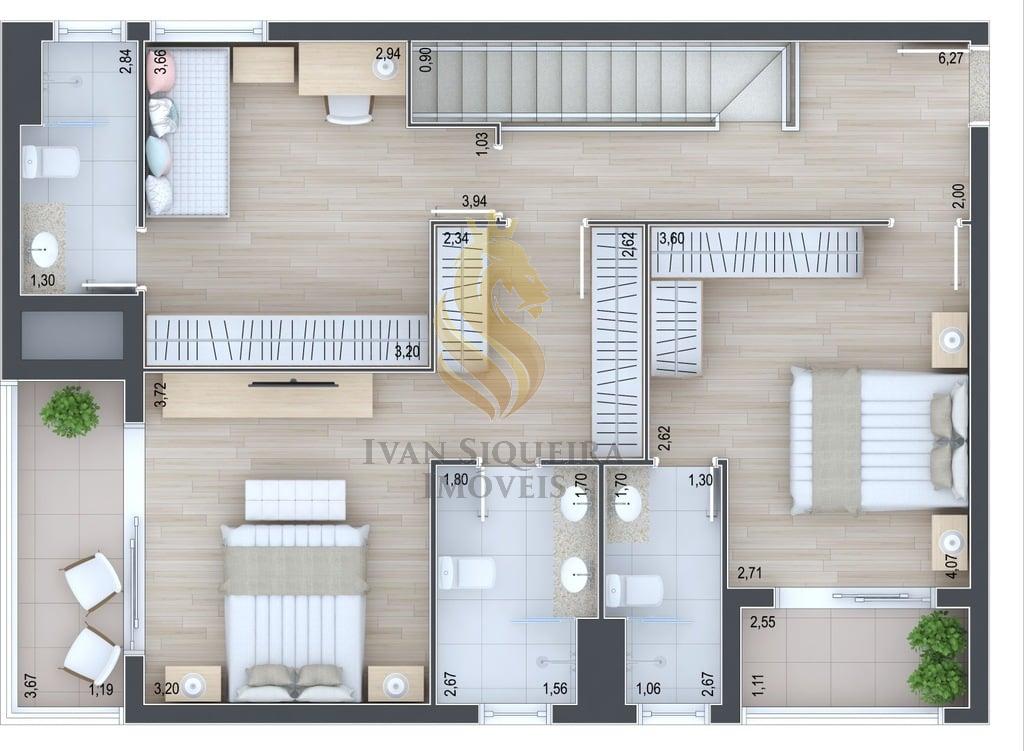 Planta 20 - 3 dorm 194,09m - cobertura duplex - superior