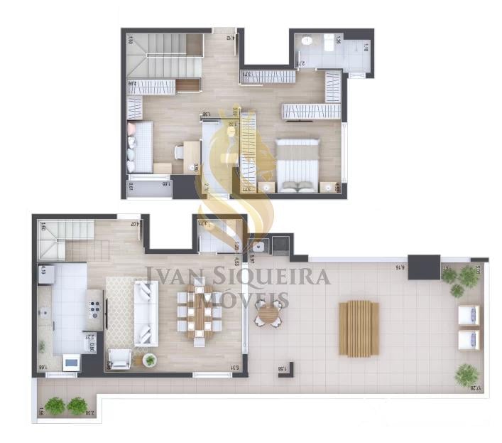 Planta 13 - 2 dorm 147m - cobertura duplex