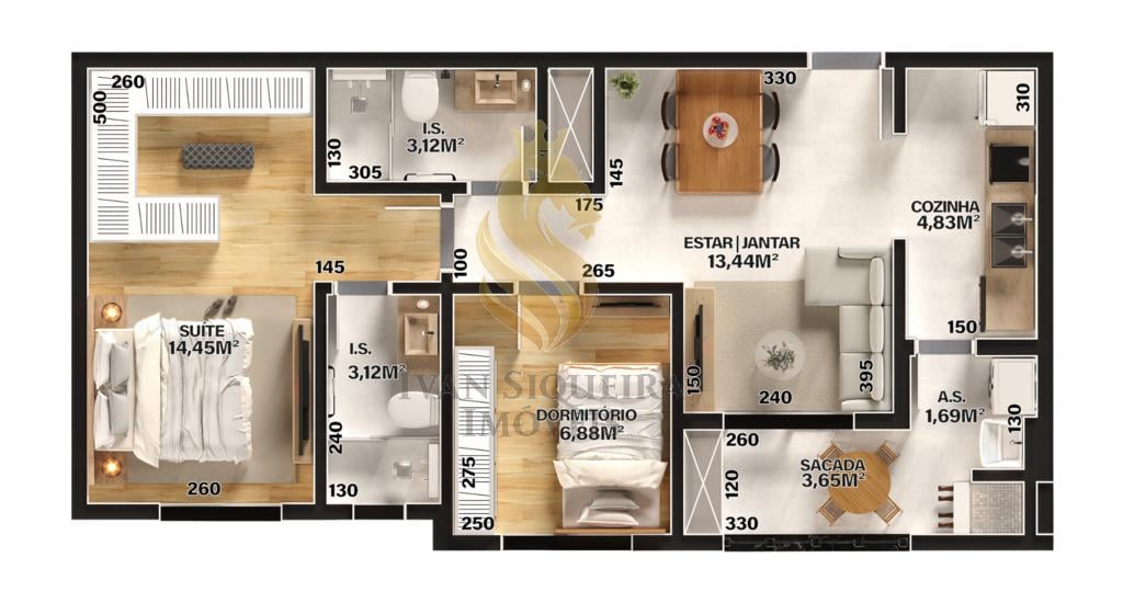 Planta 06 - 2 dorm 61,86m