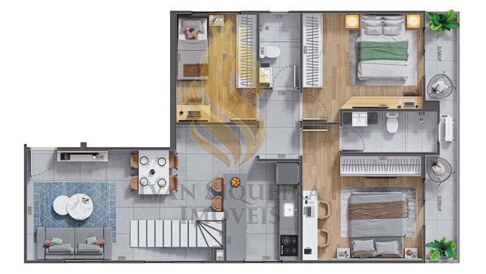 Planta 03 - 4 dorm 156 87m - cobertura duplex - inferior