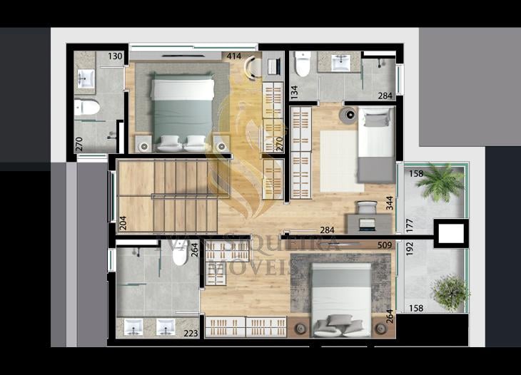 Planta 10 - 3 dorm 159,05m - cobertura duplex - superior