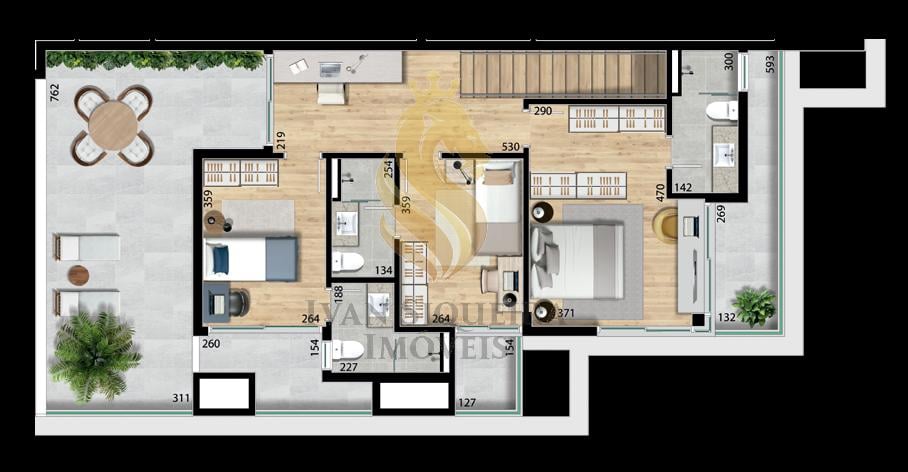 Planta 13 - 3 dorm 199,37m - cobertura duplex - superior